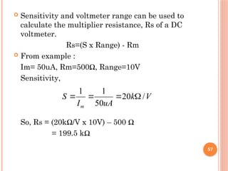 Voltmeter Sensitivity Example unit1 for electronic measurements and Instrumentationpptx | PPTX