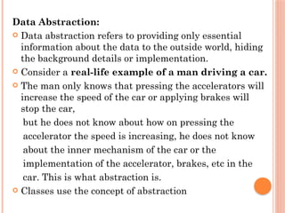 unit1 of object oriented programming includes the concept of object ...
