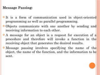 unit1 of object oriented programming includes the concept of object ...