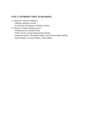 UNIT 1.docx. Banking and finance in India | DOCX