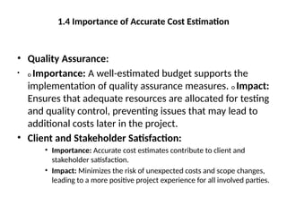 unit 1.pptx cost estimation for website development and database ...