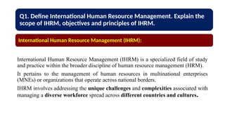 TYBBA 605B : IHRM UNIT 1 INTRODUCTION TO INTERNATIONAL HUMAN RESOURCE ...