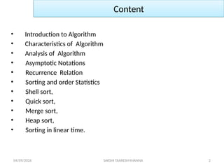 Comprehensive Introduction to Algorithms and Asymptotic Notations | PPTX