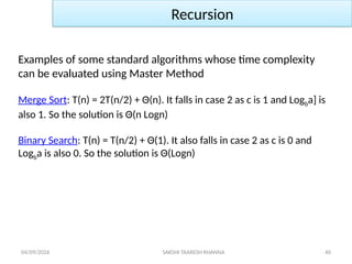 Analysis Binary Using Master Method Comprehensive Introduction to Algorithms and Asymptotic Notations | PPTX