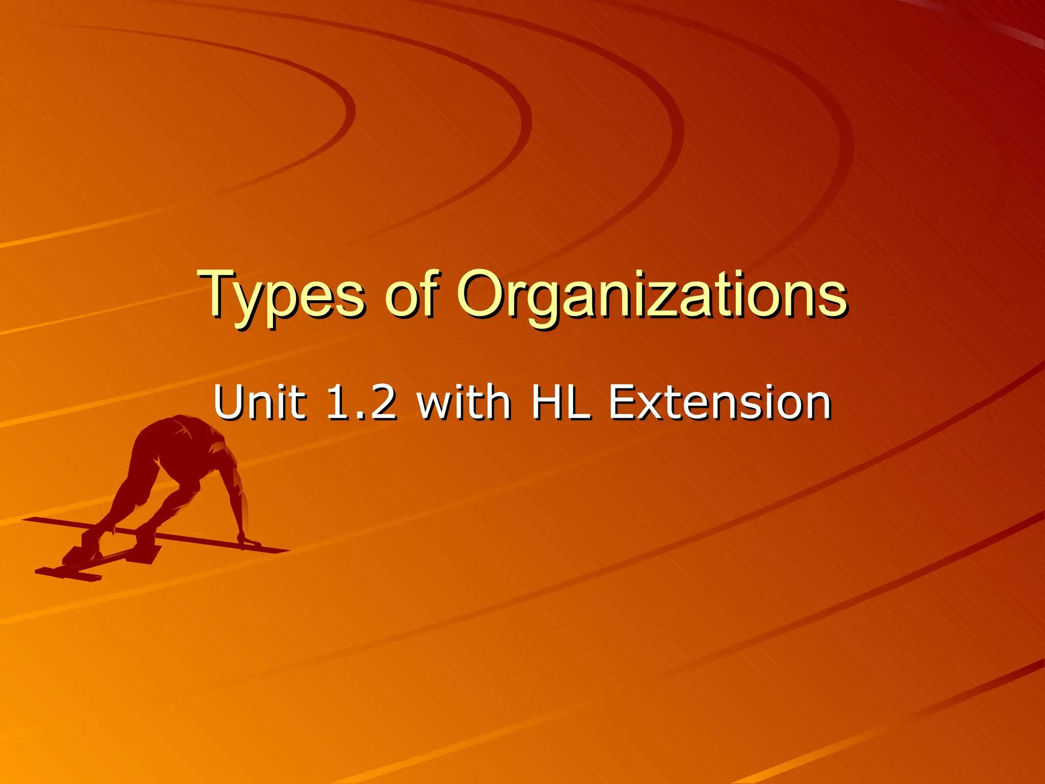 Types of Organizations
Unit 1.2 with HL Extension
