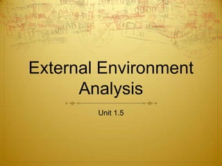 External Environment
      Analysis
        Unit 1.5
 