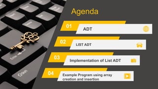 Unit 1- ADT, LIST ADT, ARRAY IMPLEMENTATION, Insertion operation.pptx