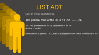 Unit 1- ADT, LIST ADT, ARRAY IMPLEMENTATION, Insertion operation.pptx
