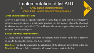 Unit 1- ADT, LIST ADT, ARRAY IMPLEMENTATION, Insertion operation.pptx