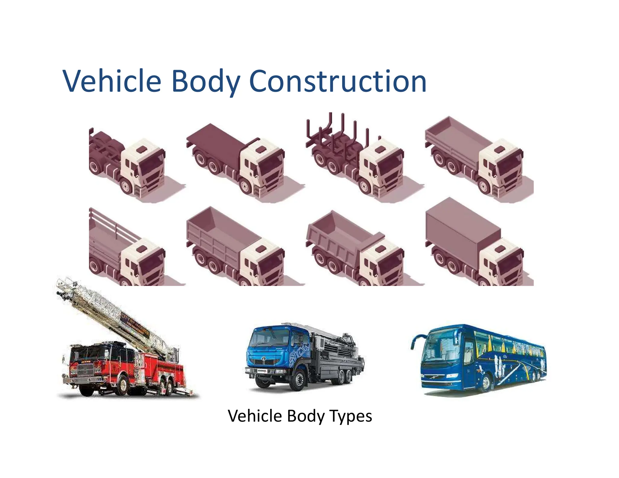 Vehicle Body Construction
Vehicle Body Types
 