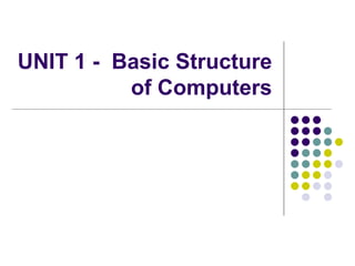 UNIT 1 - Basic Structure
          of Computers
 