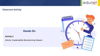 Classroom Activity
Activity: Sustainability Brainstorming Session
Hands On
Activity 2
 