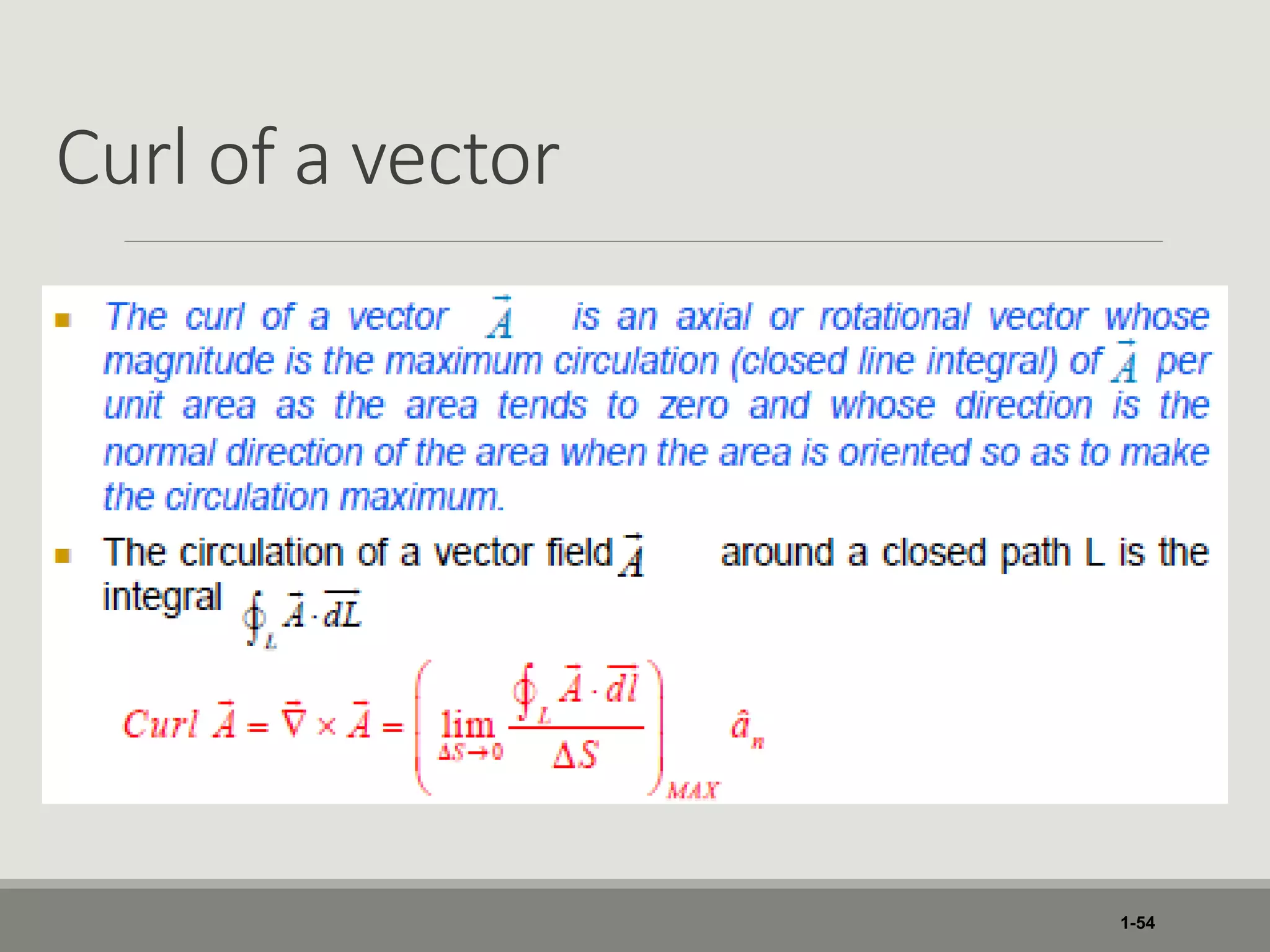 Curl of a vector
1-54
 
