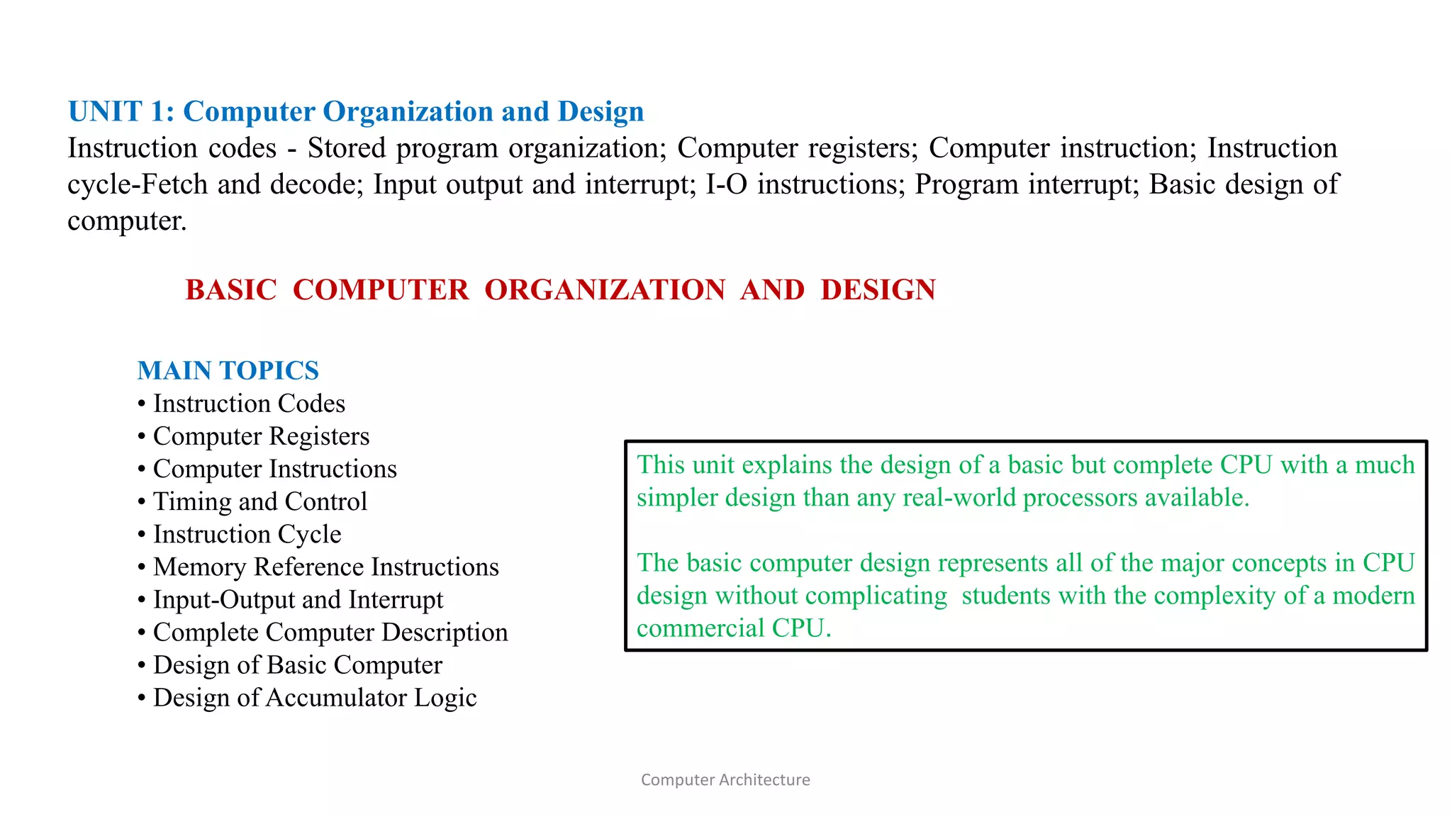 Unit 1 computer architecture (1) | PPTX