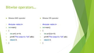 Unit 1- PROGRAMMING IN C OPERATORS LECTURER NOTES | PPTX