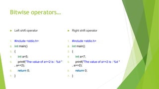 Unit 1- PROGRAMMING IN C OPERATORS LECTURER NOTES | PPTX