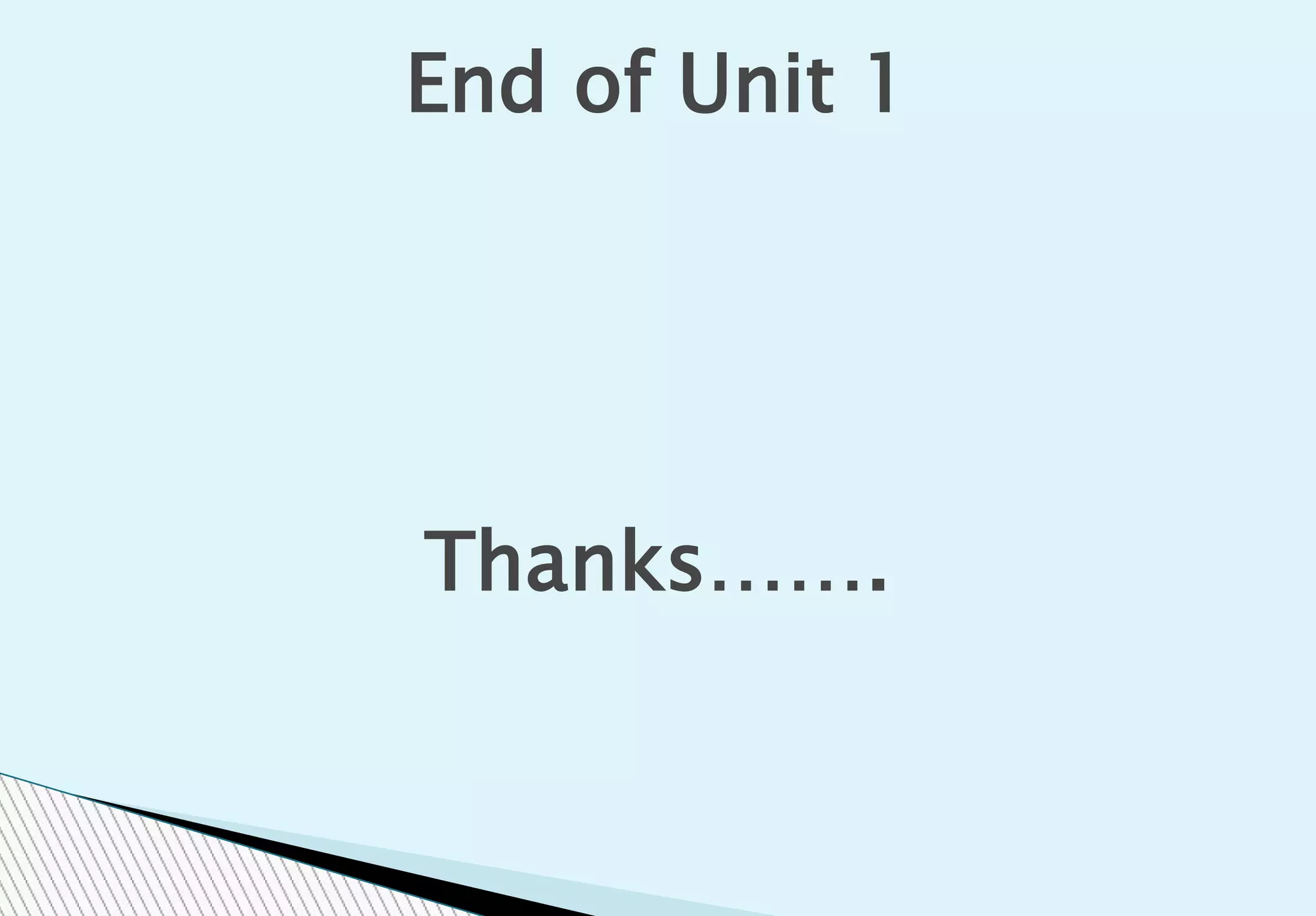 End of Unit 1
Thanks…….
 