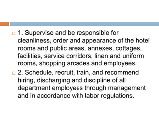 Mta -Unit 1 - Duties Of Executive Housekeeper