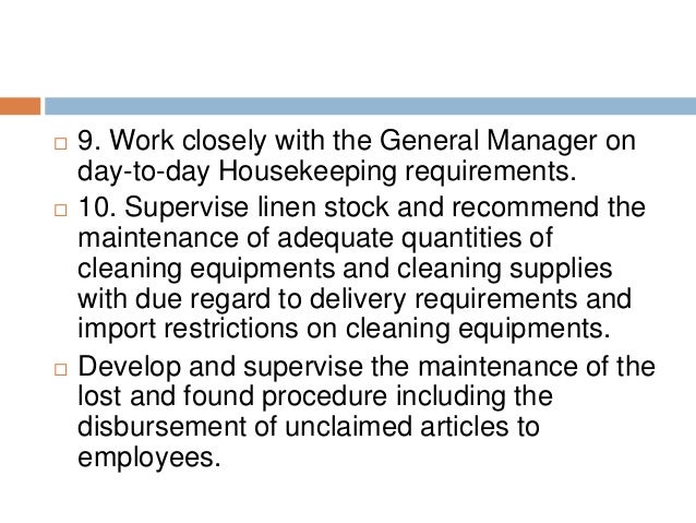 housekeeper duties