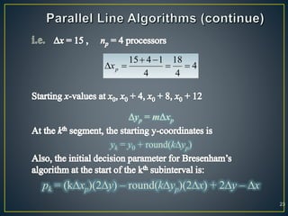 yp = mxp
yk = y0 + round(kyp)
pk = (kxp)(2y) – round(kyp)(2x) + 2y – x
4
4
18
4
1415


 px
23
 