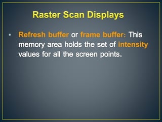 • Refresh buffer frame buffer:
intensity
 
