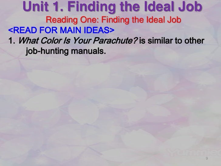 unit 1 finding the ideal job the ideal job
