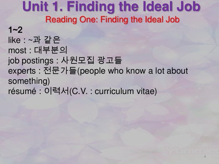 Unit 1. finding the ideal job