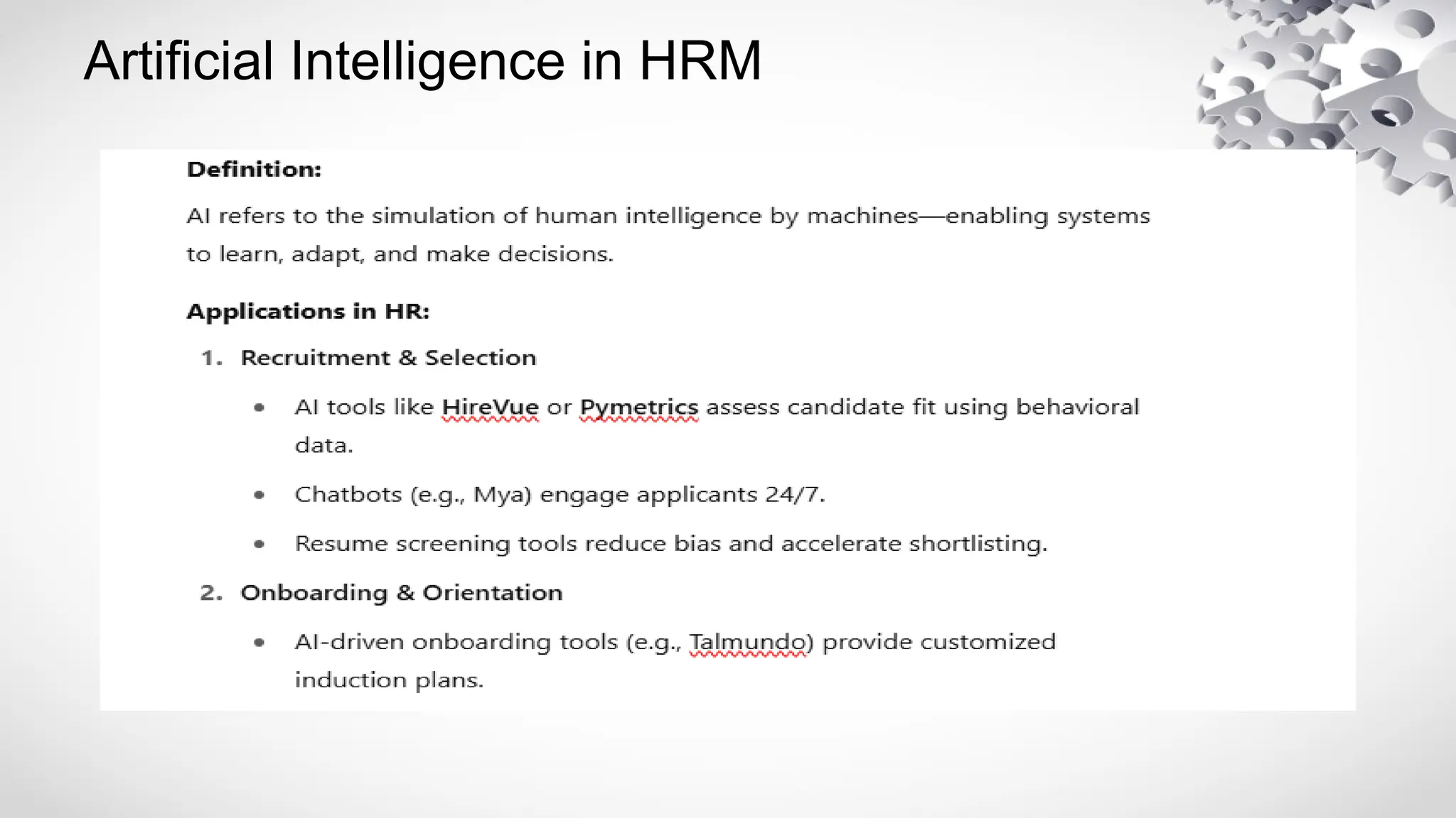 Artificial Intelligence in HRM
 