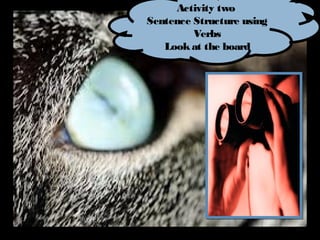 Activity two
Sentence Structure using
         Verbs
   Look at the board
 