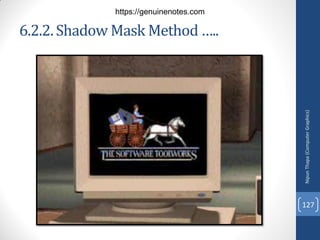 6.2.2.Shadow Mask Method …..
Nipun
Thapa
(Computer
Graphics)
127
https://genuinenotes.com
 