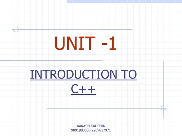 c++ programming Unit 1 introduction to c++ | PPTX
