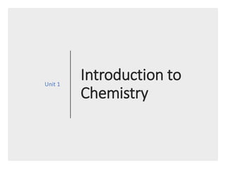 Introduction to
Chemistry
Unit 1
 