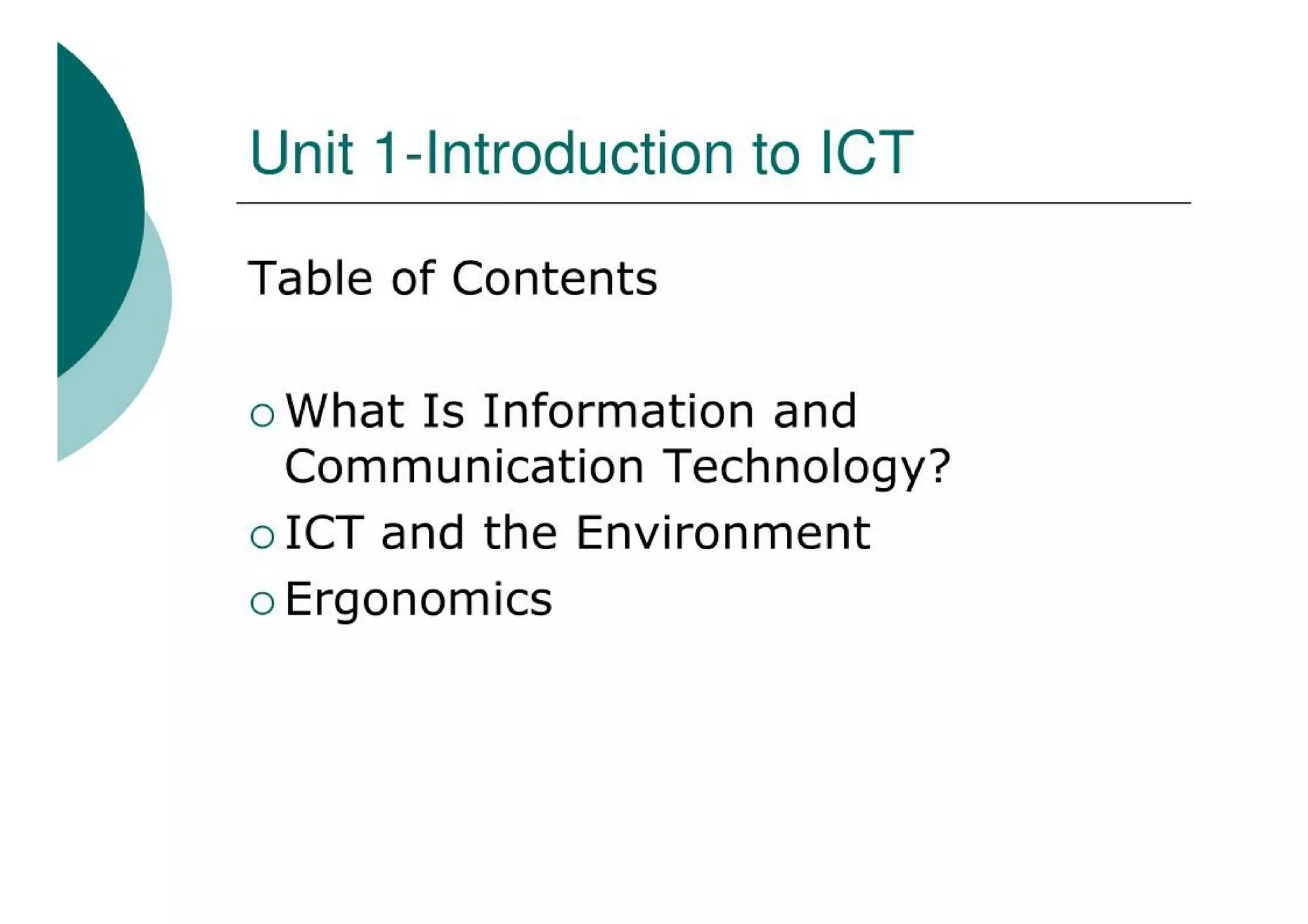 Unit 1-Introduction To ICT | PPT