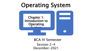 Operating System
BCA IV Semester
Chapter 1:
Introduction to
Operating
System
Session 2-4
December-2021
 