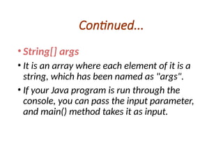 Args Parameter Java Comprehensive Introduction to Java Programming Language and Its ...