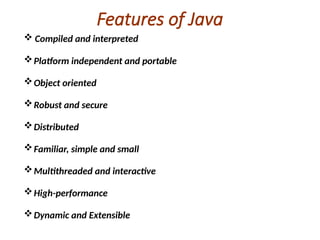 Comprehensive Introduction to Java Programming Language and Its ...