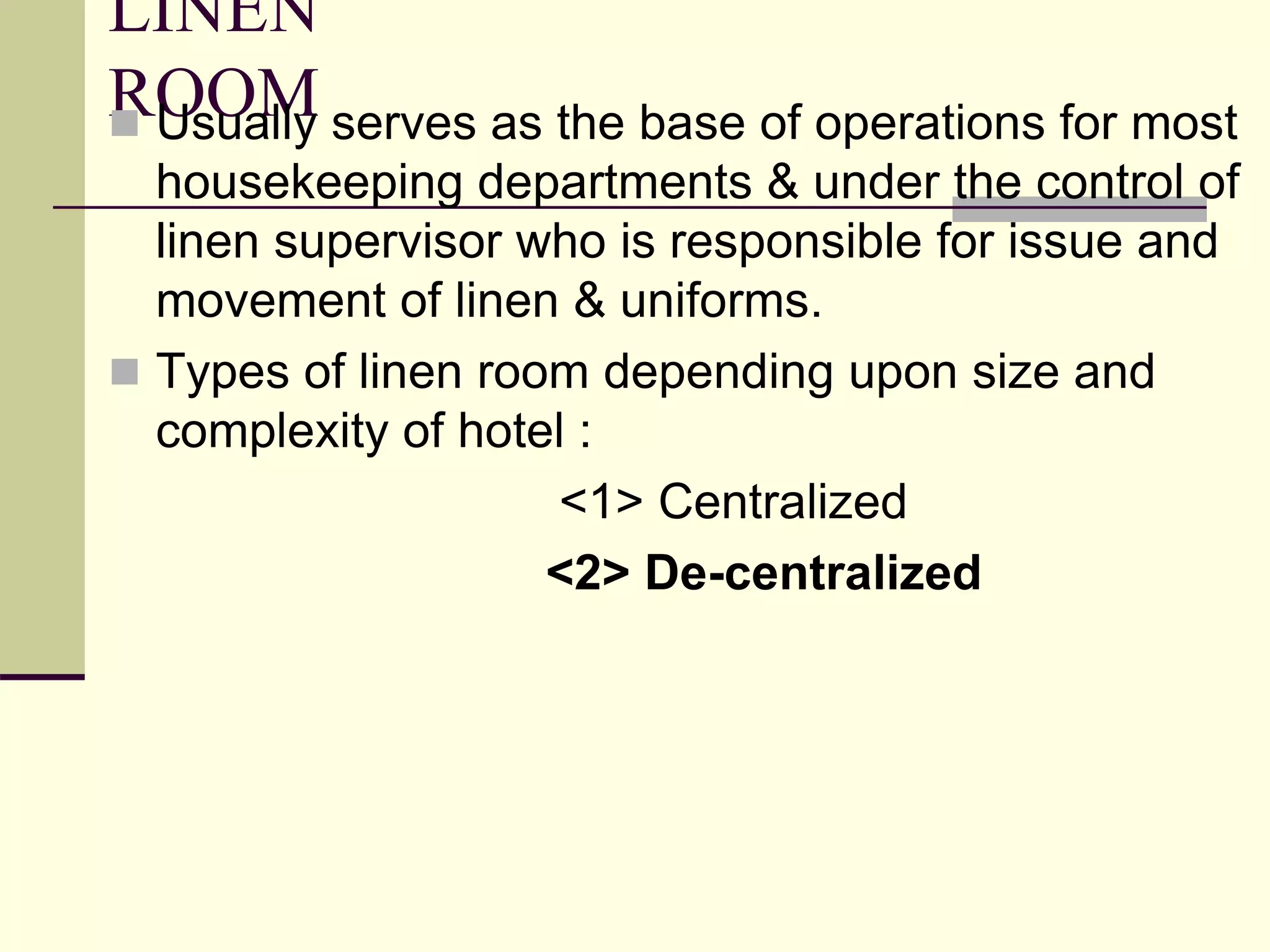 Unit 1 layout of housekeeping department PPT
