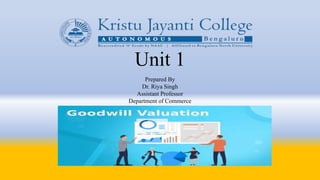 Unit 1
Prepared By
Dr. Riya Singh
Assistant Professor
Department of Commerce
 