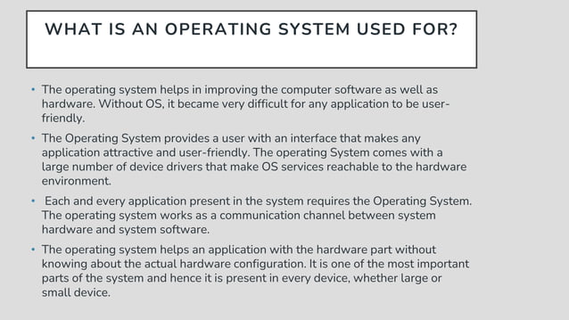 OVERVIEW OF OPERATING SYSTEM -Basic concepts of operating system like ...