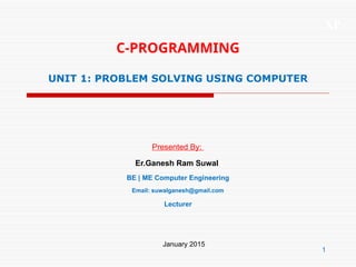 UNIT 1: Problem Solving Using Computer | PPT