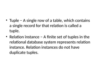 UNIT 1-RELATIONAL DATA MODEL for data base subject | PPTX