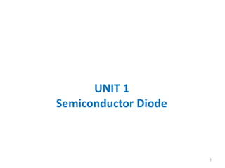 UNIT 1
Semiconductor Diode
1
 