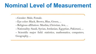 Nominal Level of Measurement
 