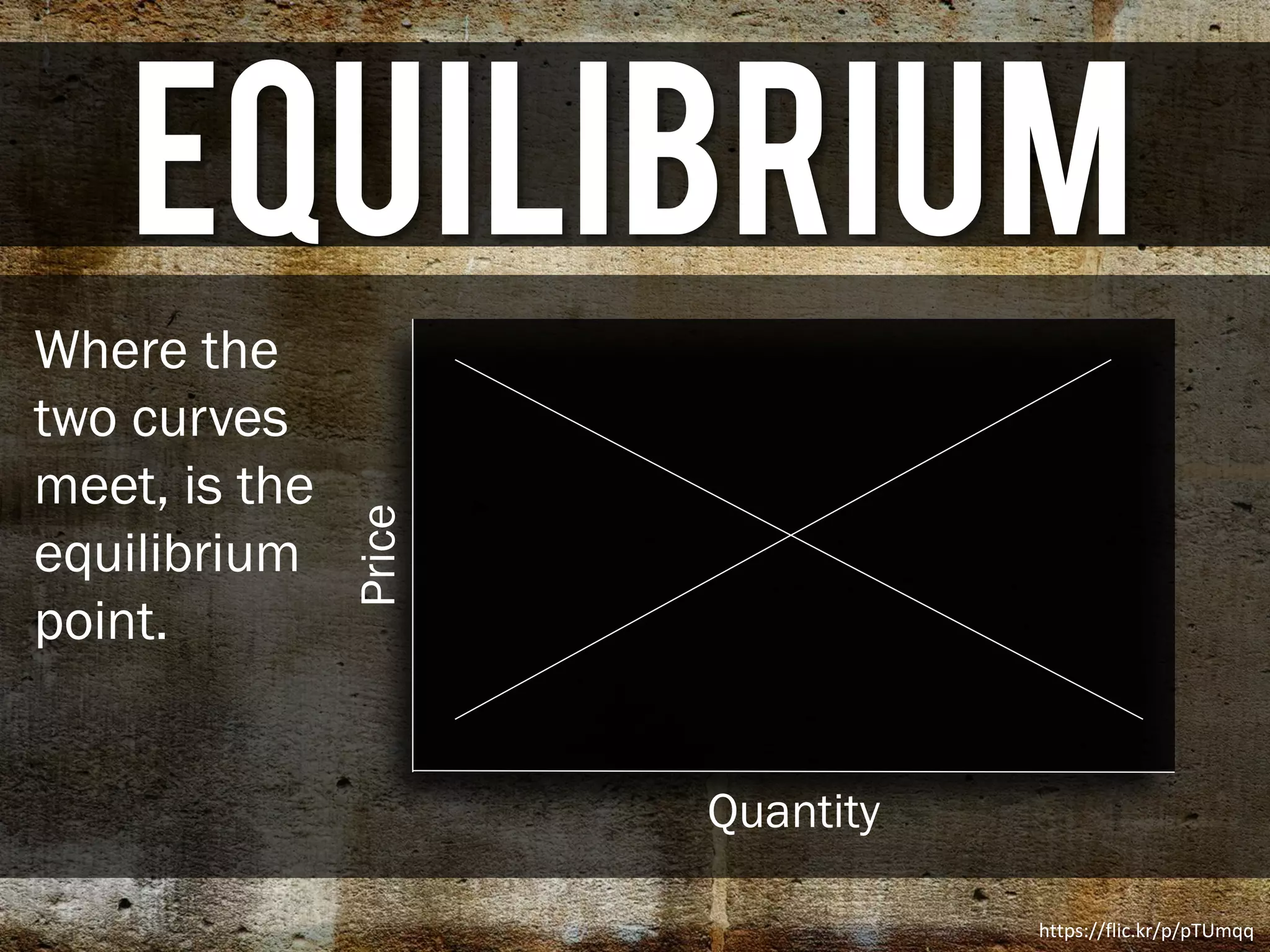 Equilibrium
Where the
two curves
meet, is the
equilibrium
point.
https://flic.kr/p/pTUmqq
Quantity
Price