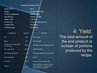 Recipe Development & Standardization | PPTX
