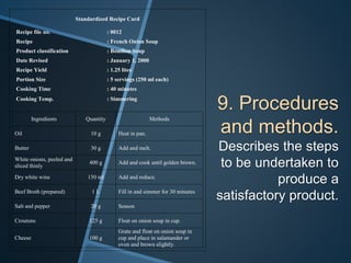Recipe Development & Standardization | PPTX