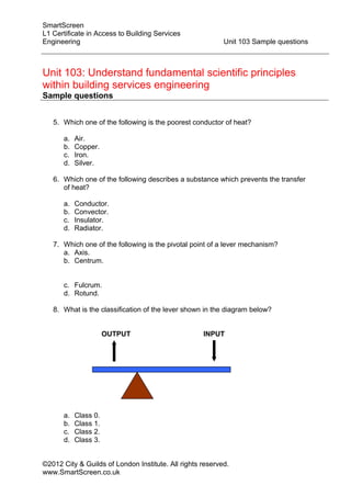 Unit 103 sample questions | DOC