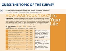GUESS THE TOPIC OF THE SURVEY
 