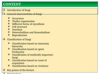 General Characters and Classification of Fungi by Dr. Kirtika Padalia ...