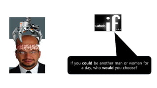 If you could be another man or woman for
a day, who would you choose?
 